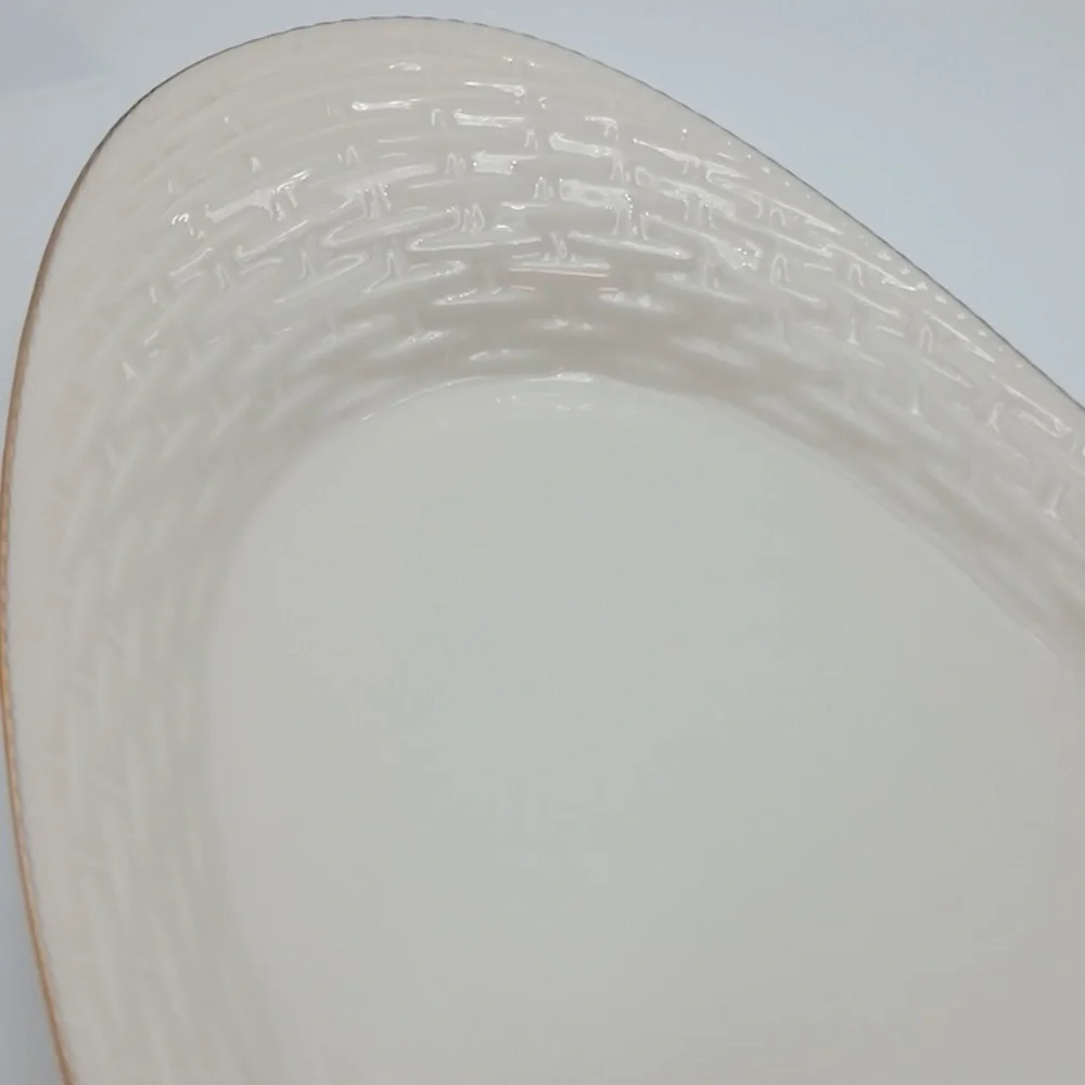 Lenox Basket Weave Bread Tray Gold Trim Party Casual Elegant Luxury 13 1/2” x 6”